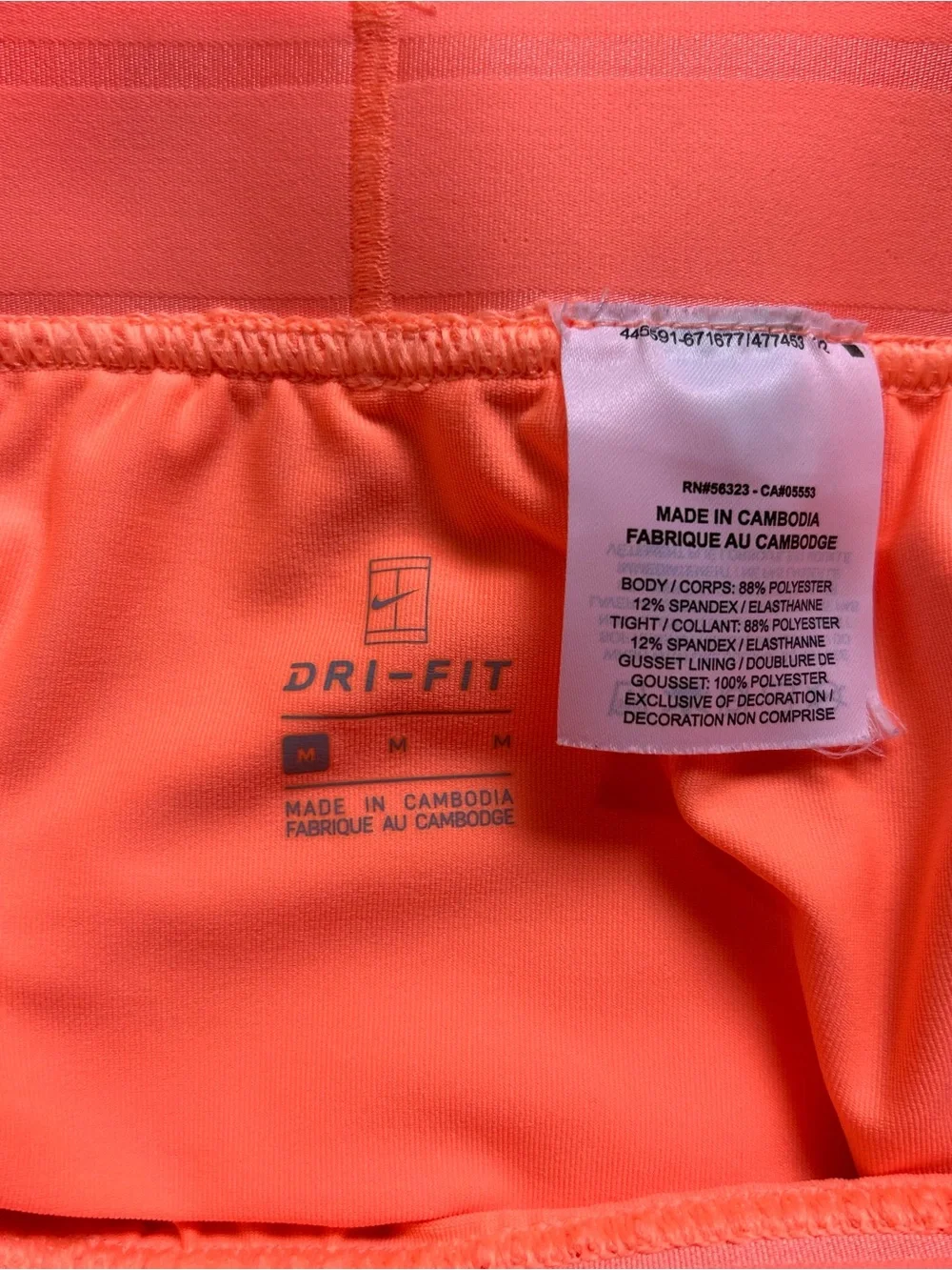 Nike Dri-FIT Tennis‎ Skort Neon Coral Orange Athletic Skirt Medium